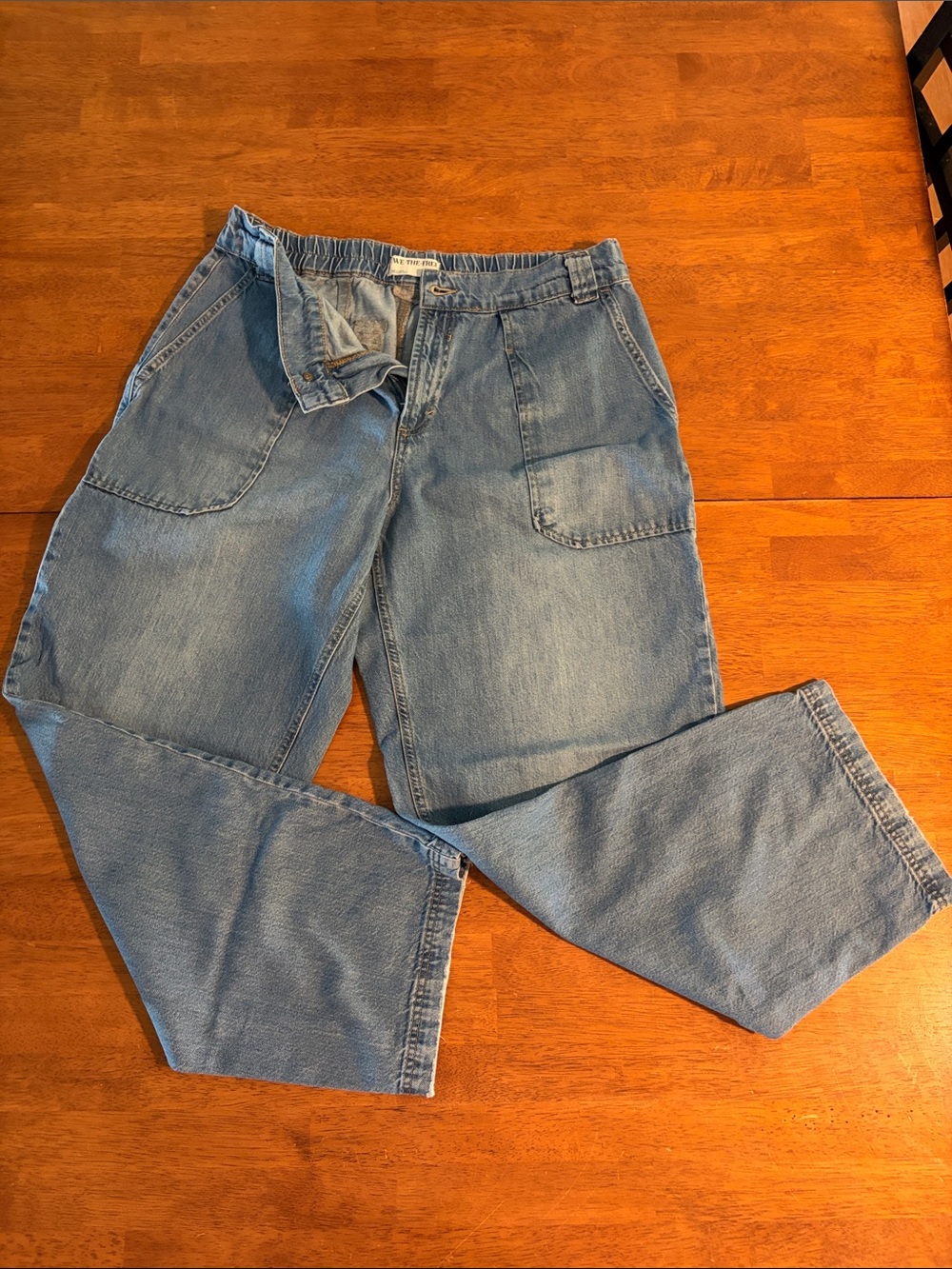 We The Free Light Blue Wide-Leg Denim Pants